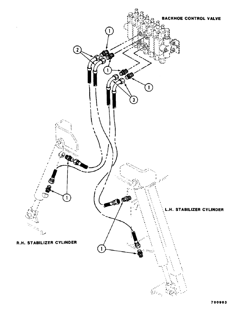 Схема запчастей Case D-70 - (24) - D-70 STABILIZER HYDRAULIC LINES 