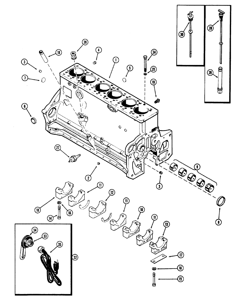 Схема запчастей Case W20 - (020) - CYLINDER BLOCK (401BD) DIESL ENGINE 1ST USED ENGINE S/N 2556833 (02) - ENGINE