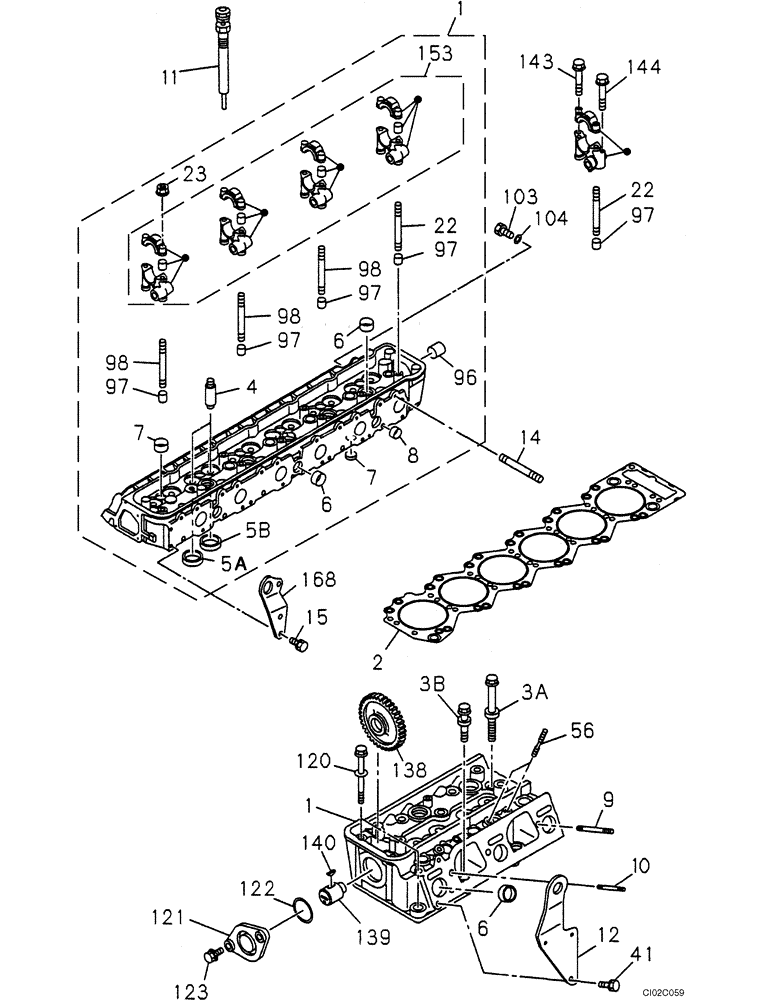 Схема запчастей Case CX460 - (02-19) - CYLINDER HEAD (02) - ENGINE