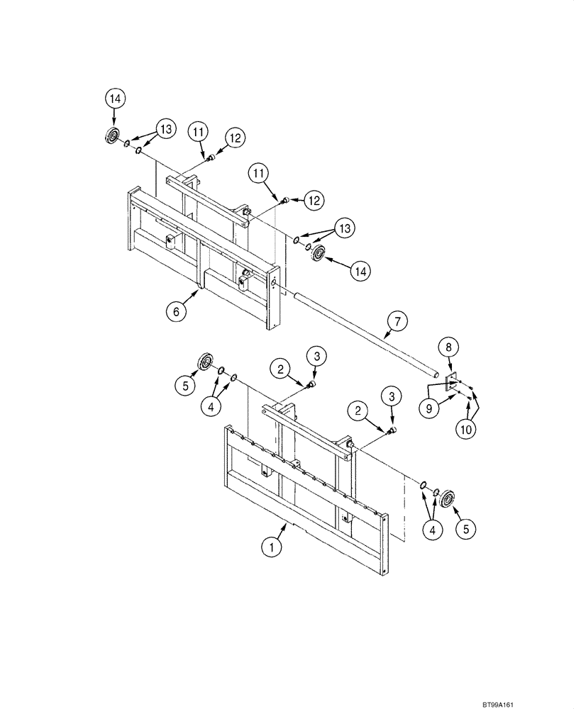 Схема запчастей Case 585G - (09-07) - MAST, HOOK AND SHAFT FRAME - 5000/6000 LB (09) - CHASSIS