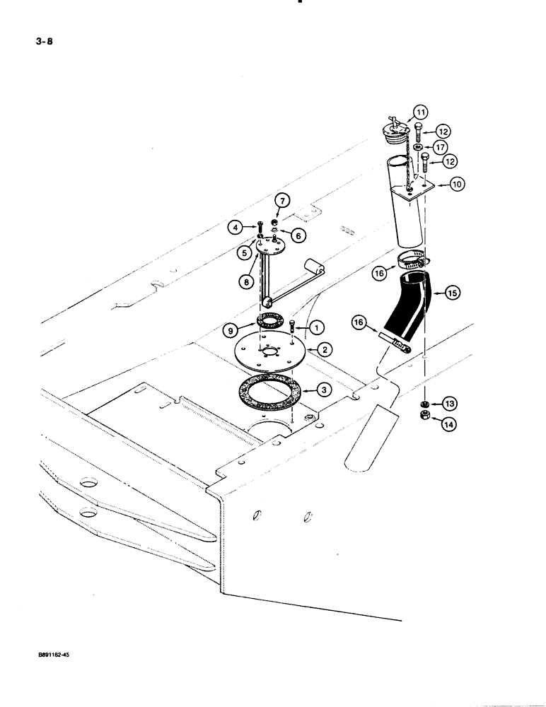Схема запчастей Case 621 - (3-08) - FUEL TANK FILLER AND SENDER, P.I.N. JAK0020901 AND AFTER (03) - FUEL SYSTEM