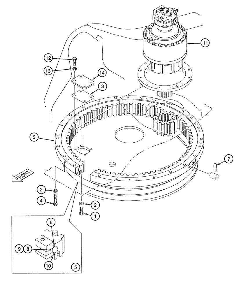 Схема запчастей Case 9050B - (9-002) - TURNTABLE BEARING (09) - CHASSIS