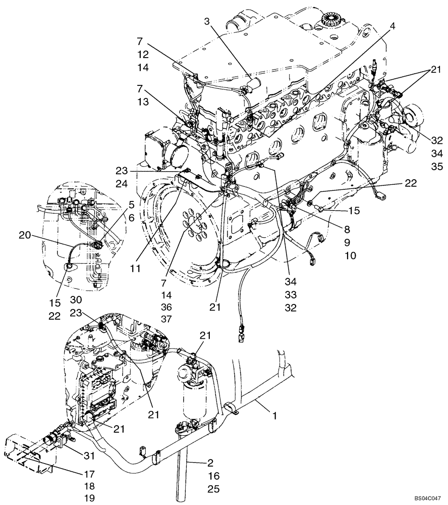 Схема запчастей Case 721D - (04-13A) - HARNESS - ENGINE - WITH DENSO STARTER (04) - ELECTRICAL SYSTEMS