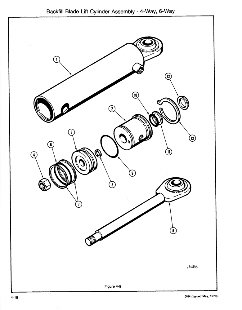 Схема запчастей Case DH4 - (4-18) - BACKFILL BLADE LIFT CYLINDER ASSEMBLY - 4-WAY, 6-WAY (35) - HYDRAULIC SYSTEMS
