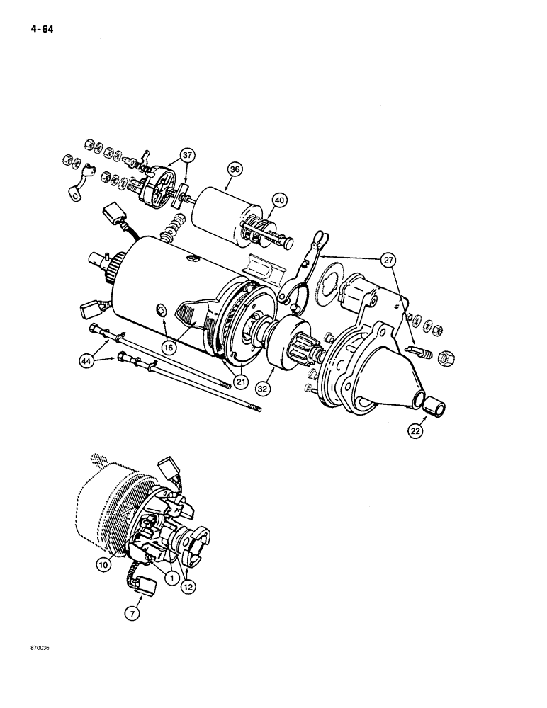 Схема запчастей Case CASE - (4-64) - STARTER ASSEMBLY (04) - ELECTRICAL SYSTEMS