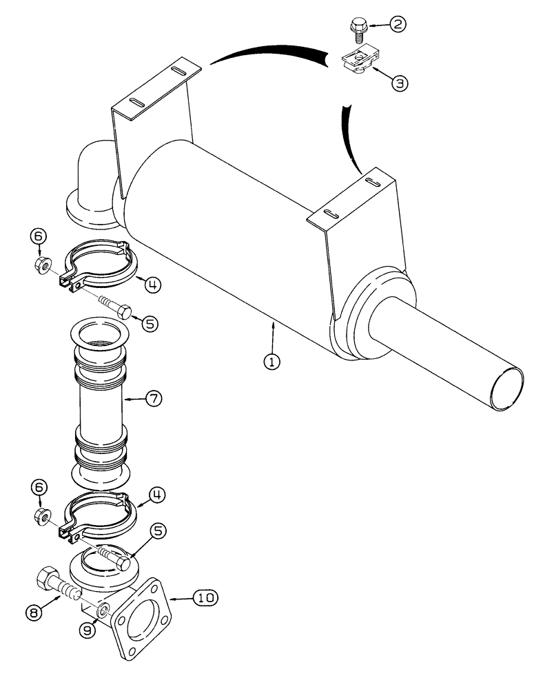 Схема запчастей Case 460 - (2-08) - MUFFLER AND EXHAUST SYSTEM (02) - ENGINE