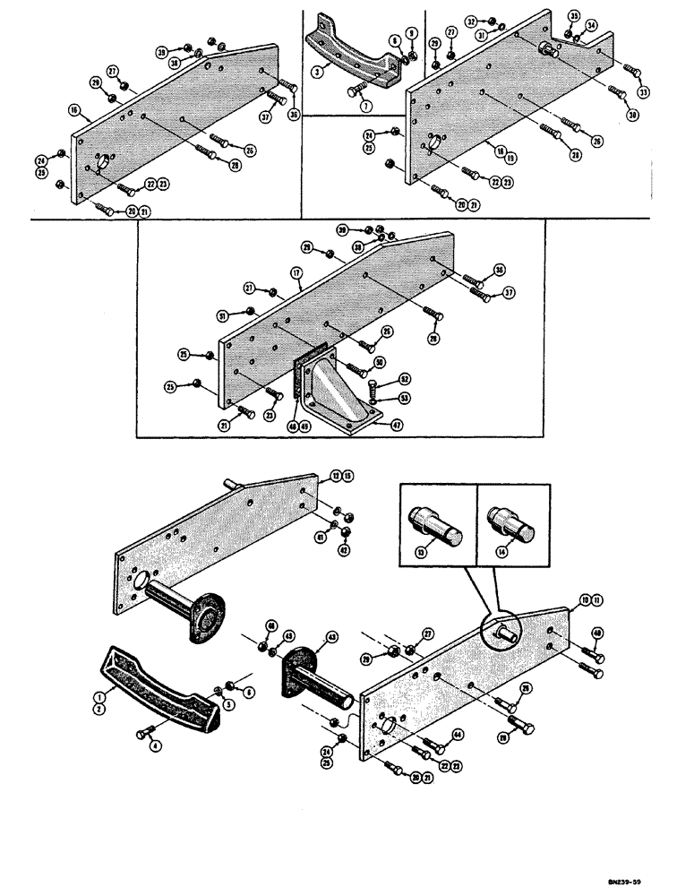 Схема запчастей Case 310E - (049) - SIDE PLATE, PIVOT BAR, AND DRAWBAR GUIDE (04) - UNDERCARRIAGE