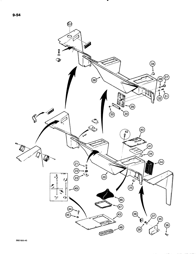 Схема запчастей Case W20C - (9-054) - CAB VENTILATION PANELS (09) - CHASSIS/ATTACHMENTS