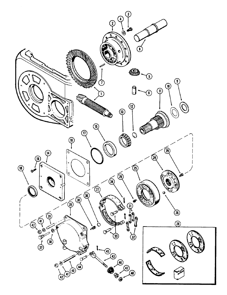 Схема запчастей Case 500 - (094) - DIFFERENTIAL AND BRAKES (03) - TRANSMISSION