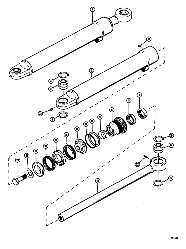 Схема запчастей Case W26B - (266) - G32676 AND G32576 STEERING CYLINDERS, GLAND HAS SOLID OUTER WIPER AND SPLIT INNER ROD WIPER (05) - STEERING