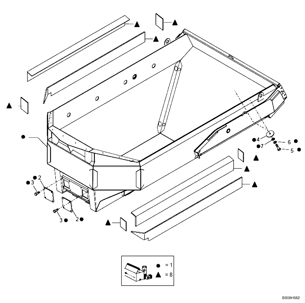 Схема запчастей Case 330B - (72A00020746[001]) - DUMP BODIES, NON STANDARD (84130559) (19) - OPTIONS