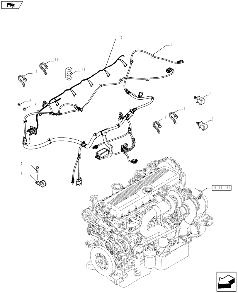 Схема запчастей Case F3DFA613B E004 - (55.100.05) - MOTOR ELECTRIC INSTALLATION (504386635 - 5801392635) (55) - ELECTRICAL SYSTEMS