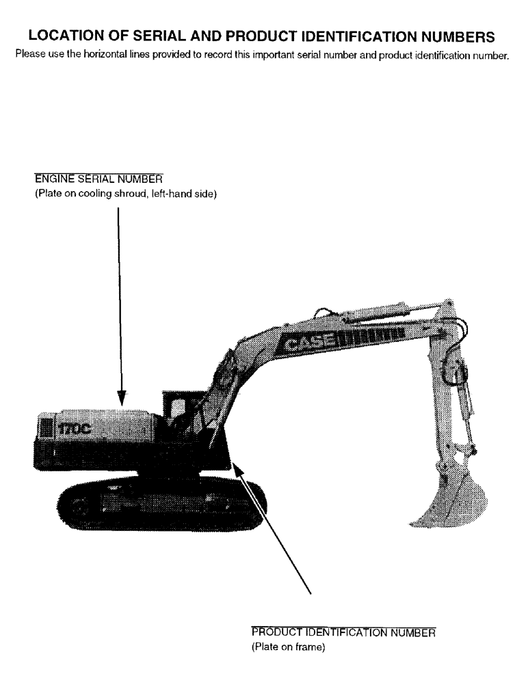 Схема запчастей Case 170C - (1-2) - LOCATION OF SERIAL AND PRODUCT IDENTIFICATION NUMBERS (00) - PICTORIAL INDEX