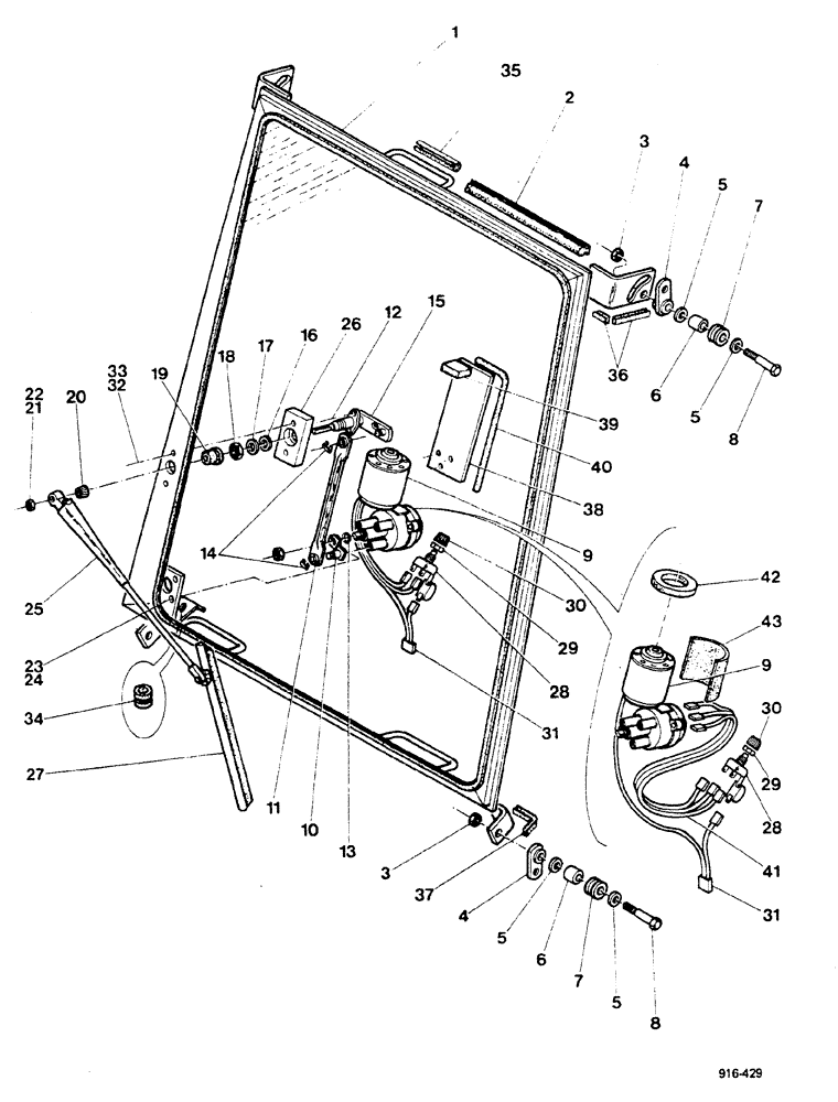 Схема запчастей Case 580F - (348) - CAB, REAR WINDOW (90) - PLATFORM, CAB, BODYWORK AND DECALS