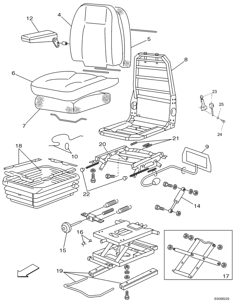 Схема запчастей Case CX330 - (09-022-00[01]) - SEAT MECHANICAL (09) - CHASSIS