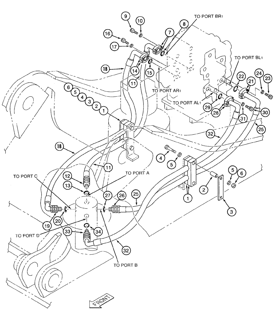Схема запчастей Case 9050B - (8-082) - TRACK DRIVE HYDRAULIC CIRCUIT (08) - HYDRAULICS