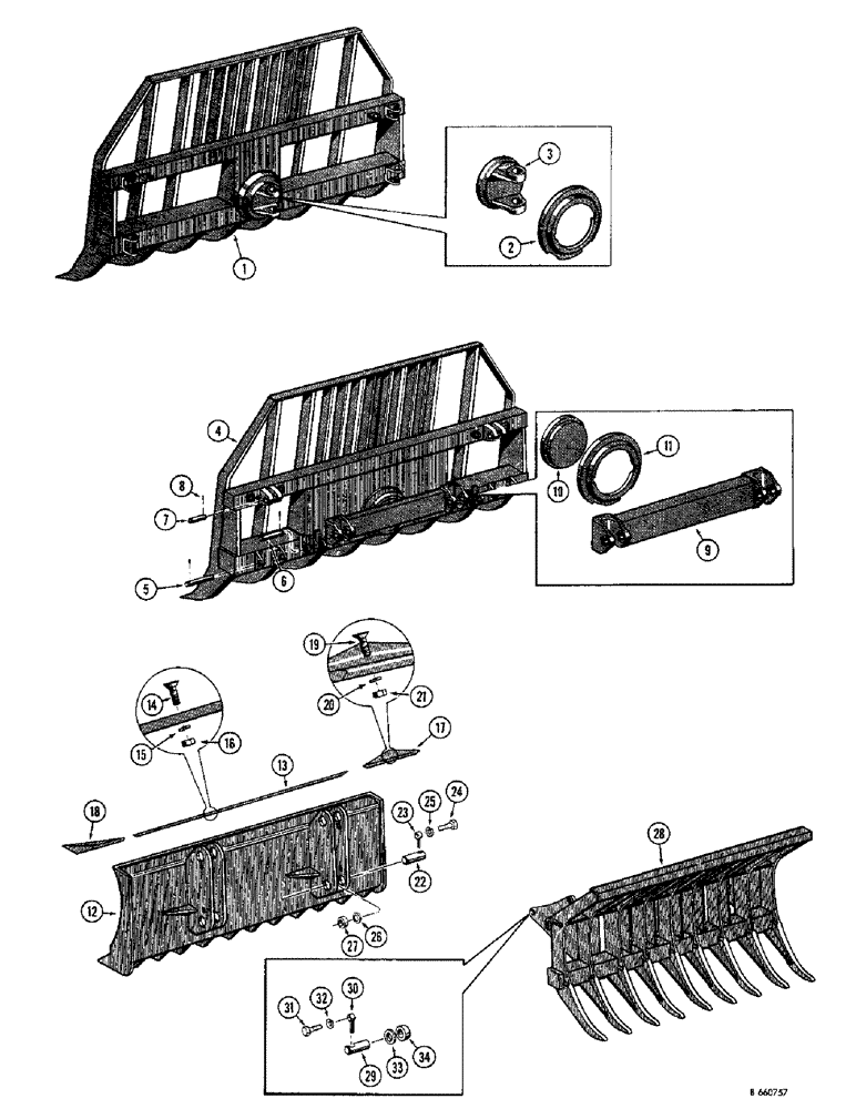 Схема запчастей Case 1150 - (184) - BRUSH RAKE AND LOADER DOZING BLADE (05) - UPPERSTRUCTURE CHASSIS