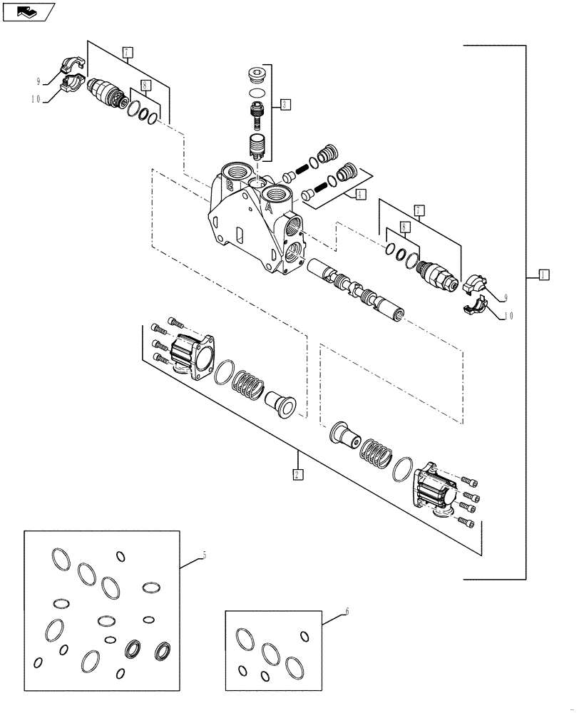 Схема запчастей Case 580SN WT - (35.150.04) - VALVE SECTION - BACKHOE, BI-DIRECTIONAL (35) - HYDRAULIC SYSTEMS