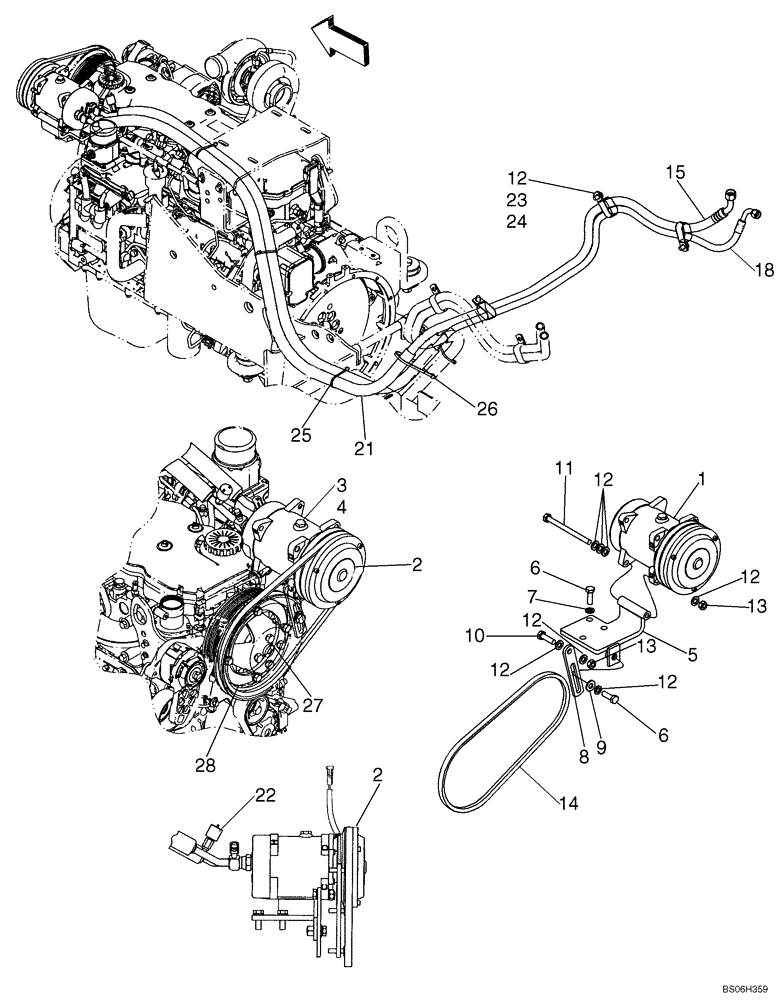 Схема запчастей Case 1150K - (09-35) - CAB- AIR CONDITIONING COMPRESSOR (09) - CHASSIS/ATTACHMENTS