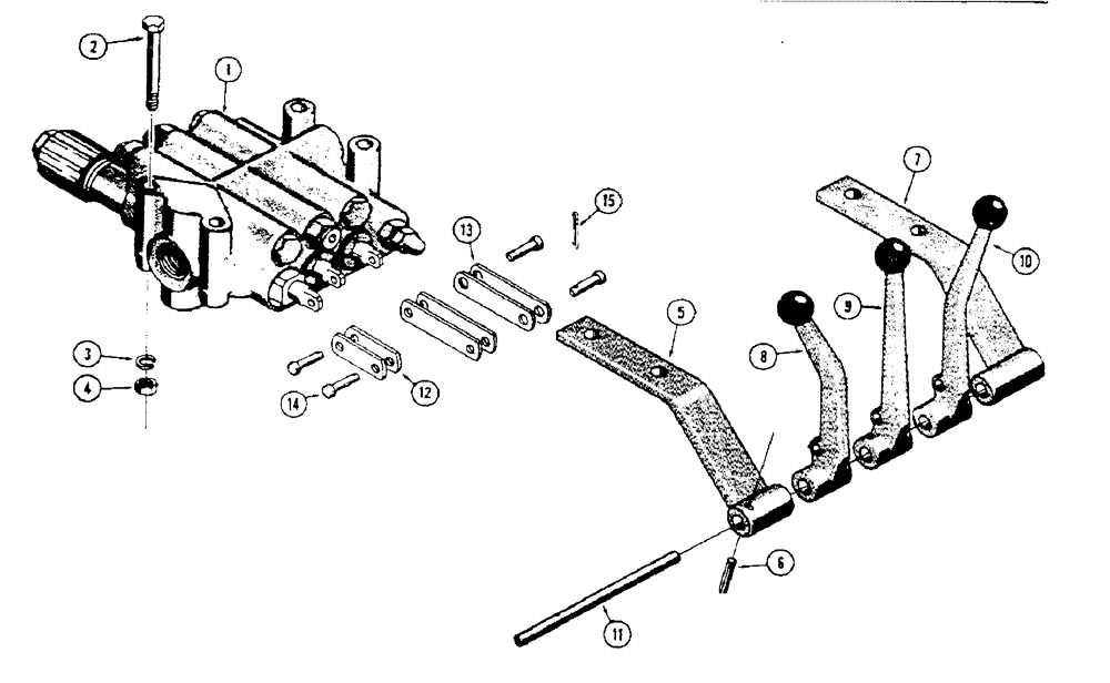 Схема запчастей Case 32 - (052[1]) - D36726 3 SPOOL VALVE AND LEVERS 