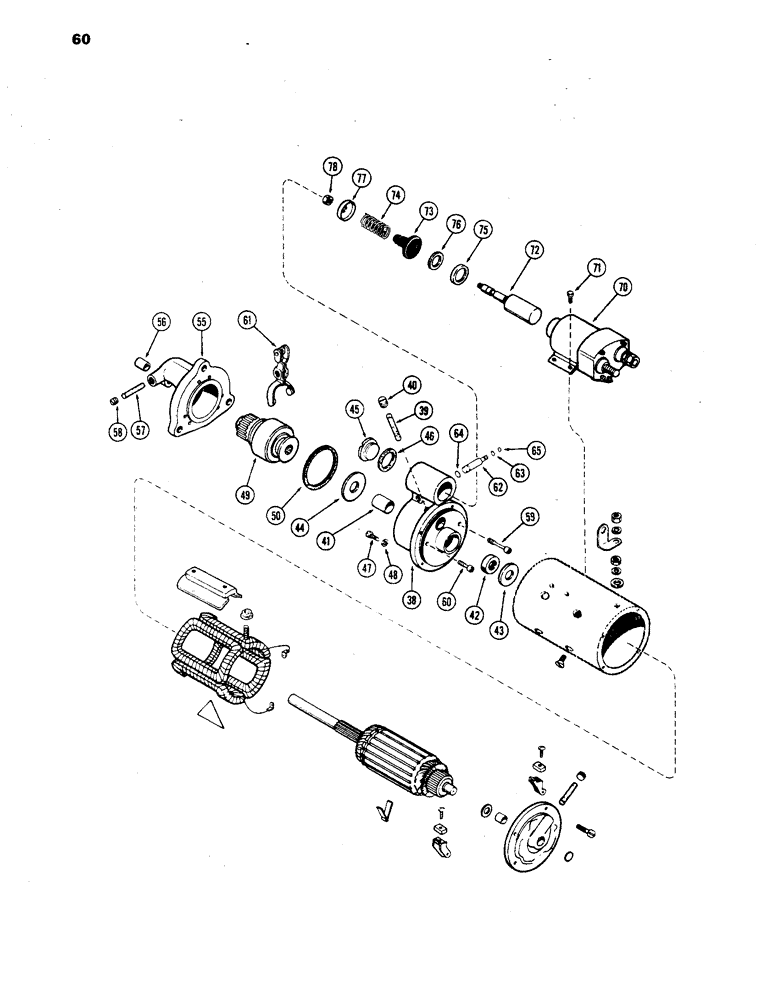 Схема запчастей Case 850 - (060) - A15485 STARTER, USED PRIOR TO TRAC. SER. NO. 7074489 (06) - ELECTRICAL SYSTEMS