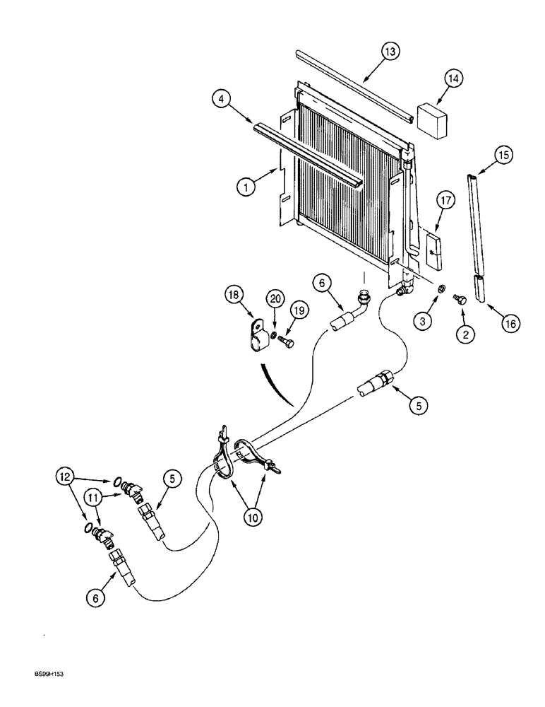 Схема запчастей Case 590SL - (6-020) - TRANS. COOLING SYSTEM, USED W/ 239739A1 HEAVY DUTY RADIATOR ASSY., MODELS W/O POWERSHIFT TRANS. (06) - POWER TRAIN