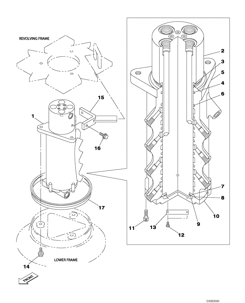 Схема запчастей Case CX80 - (08-07) - HYDRAULICS - JOINT, SWIVEL CENTER (08) - HYDRAULICS
