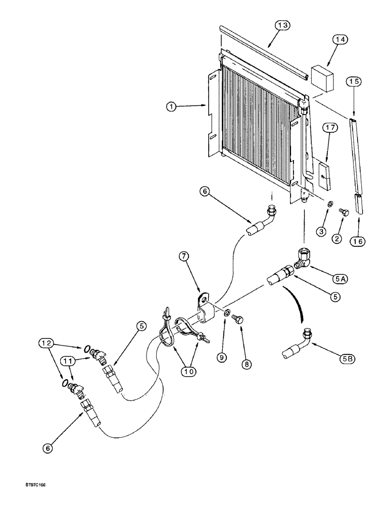 Схема запчастей Case 580SL - (6-21A) - TRANSMISSION COOLING SYSTEM, USED WITH 239739A1 HEAVY DUTY RADIATOR ASSY (06) - POWER TRAIN
