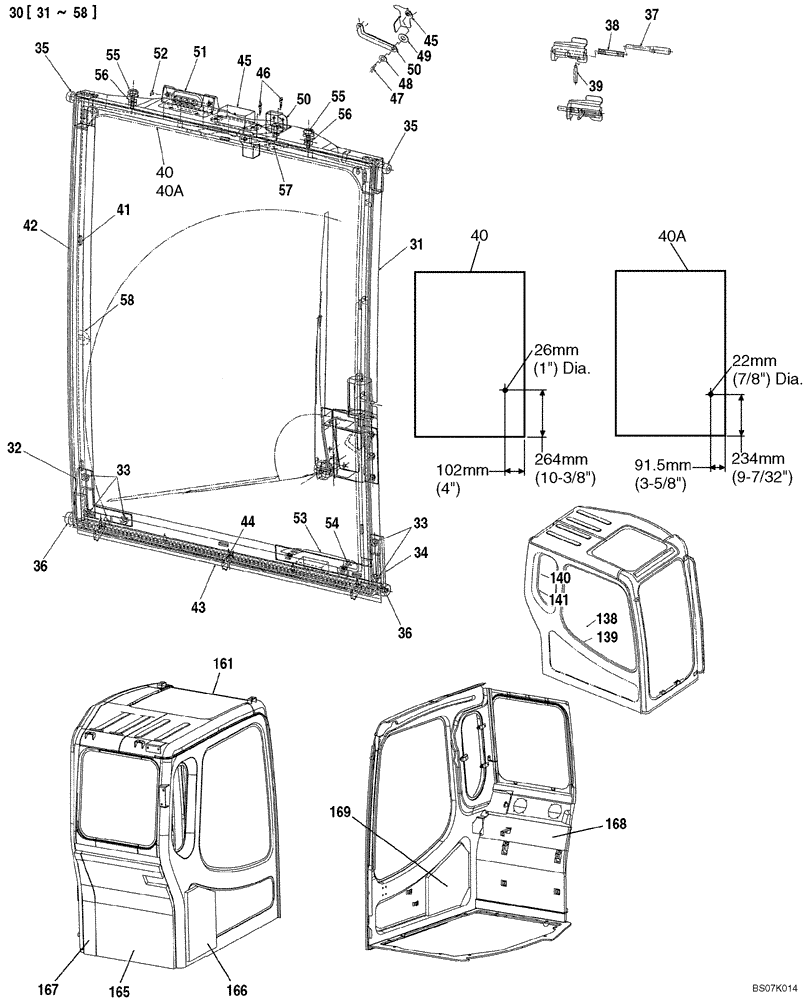 Схема запчастей Case CX135SR - (09-26) - CAB - WINDOW, FRONT (09) - CHASSIS/ATTACHMENTS
