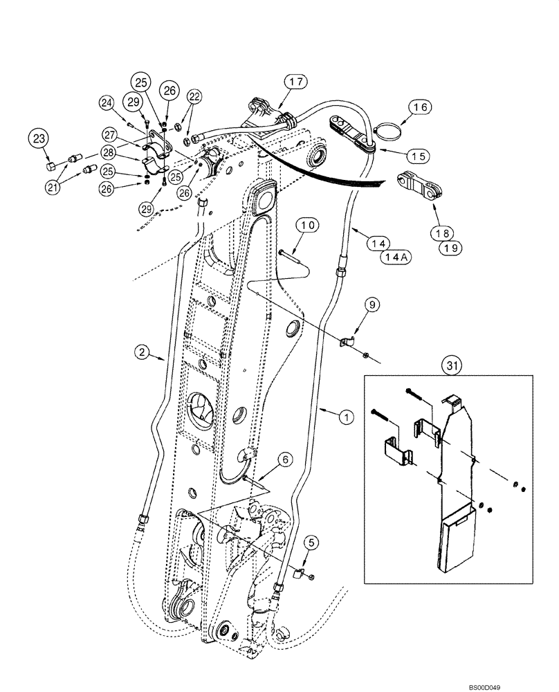 Схема запчастей Case 590SM - (08-19) - HYDRAULICS - BACKHOE AUXILIARY (08) - HYDRAULICS