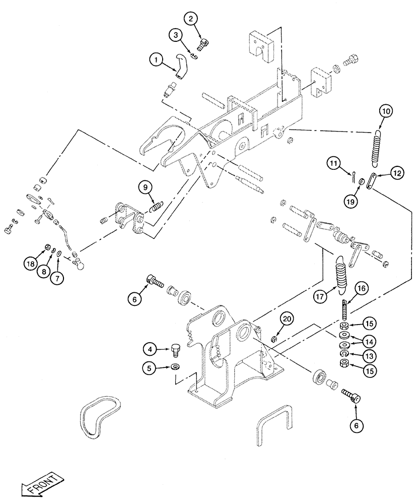 Схема запчастей Case 9050B - (9-026) - RIGHT-HAND CONTROL CONSOLE LINKAGE (09) - CHASSIS