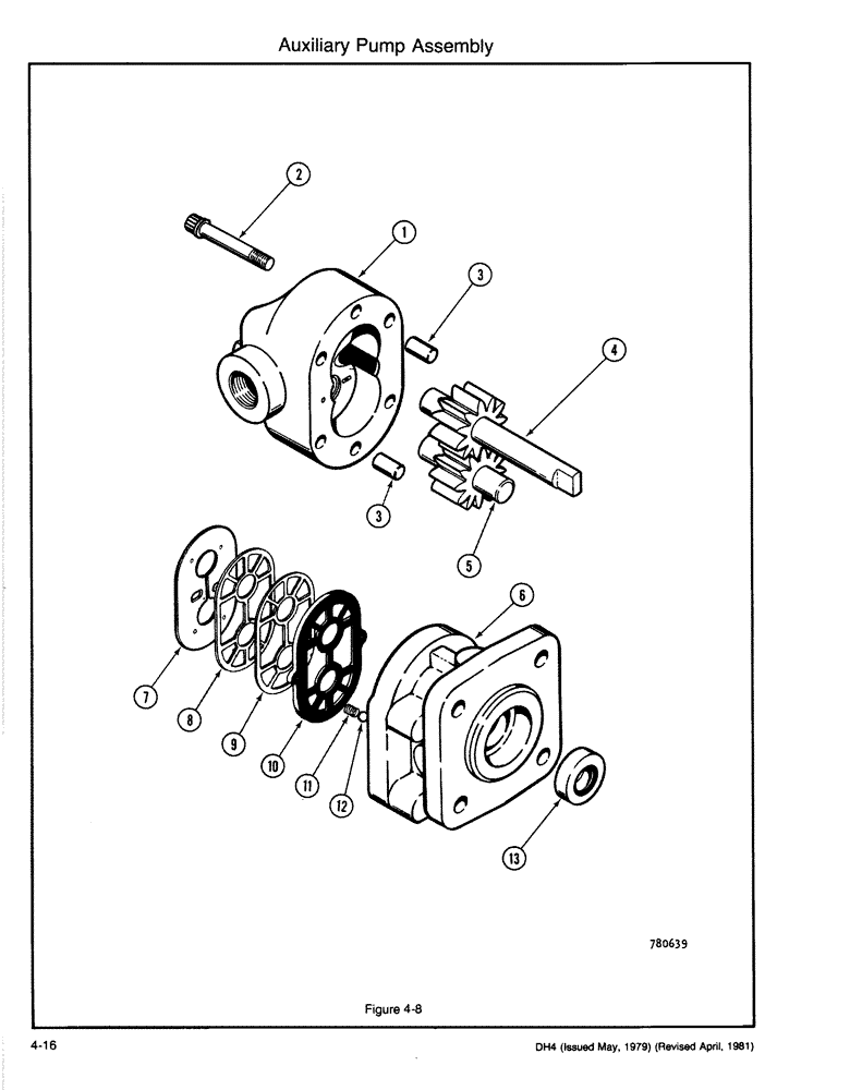 Схема запчастей Case DH4 - (4-16) - AUXILIARY PUMP ASSEMBLY (35) - HYDRAULIC SYSTEMS