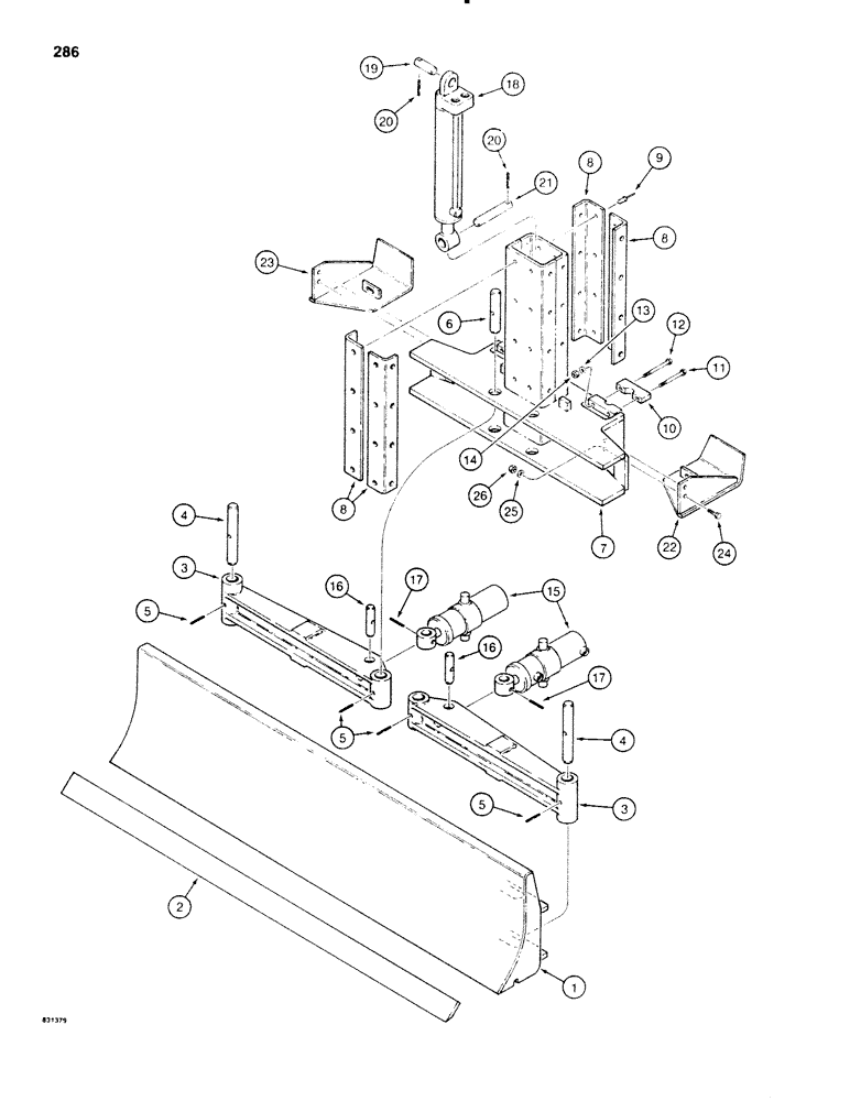 Схема запчастей Case P60 - (286) - BACKFILL BLADE, HYDRAULIC ANGLING, TWO ANGLE CYLINDERS (35) - HYDRAULIC SYSTEMS