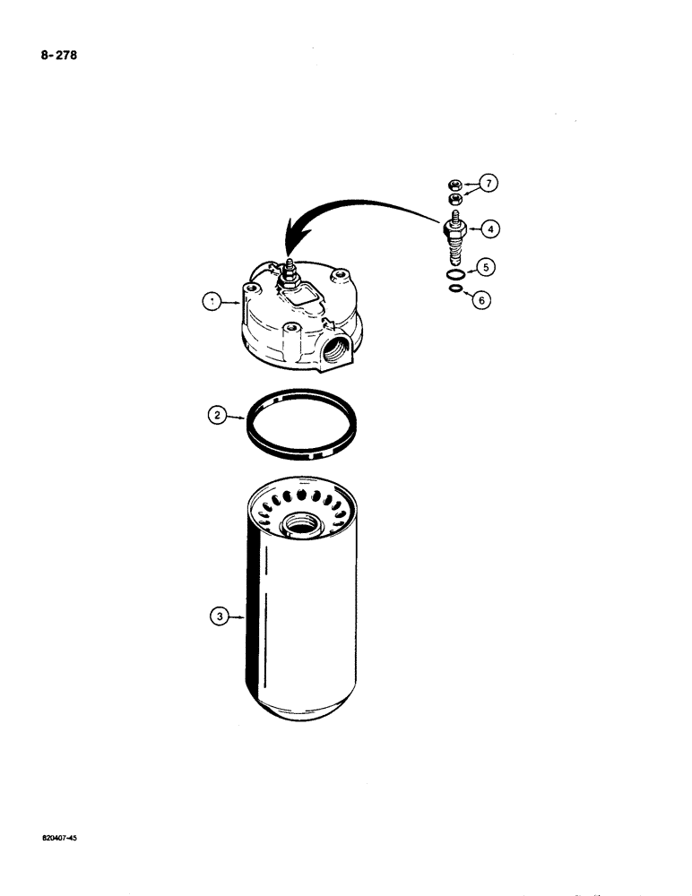 Схема запчастей Case W36 - (8-278) - HYDRAULIC OIL FILTER - L114122 (08) - HYDRAULICS