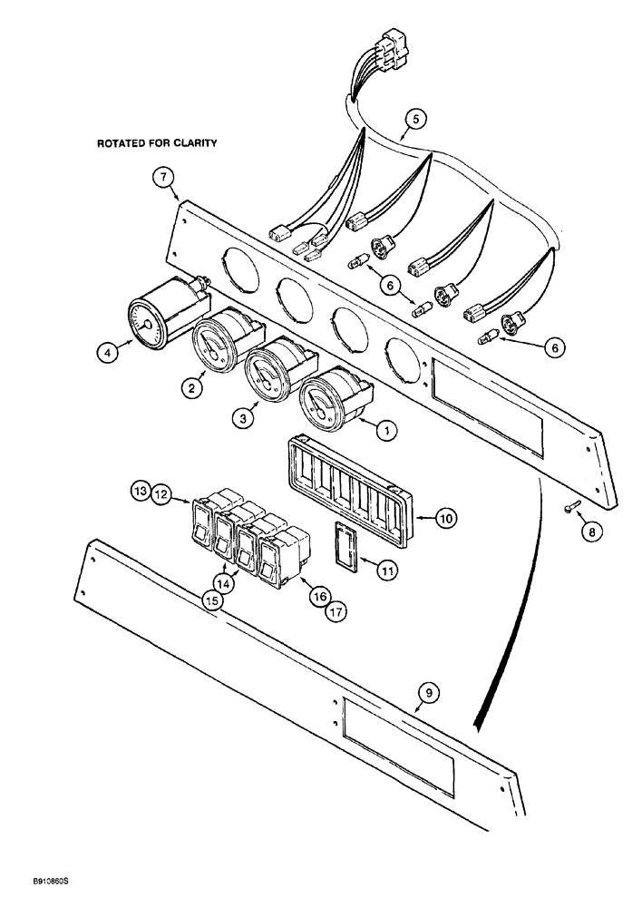 Схема запчастей Case 921 - (4-026) - GAUGES AND OVERHEAD SWITCHES (04) - ELECTRICAL SYSTEMS
