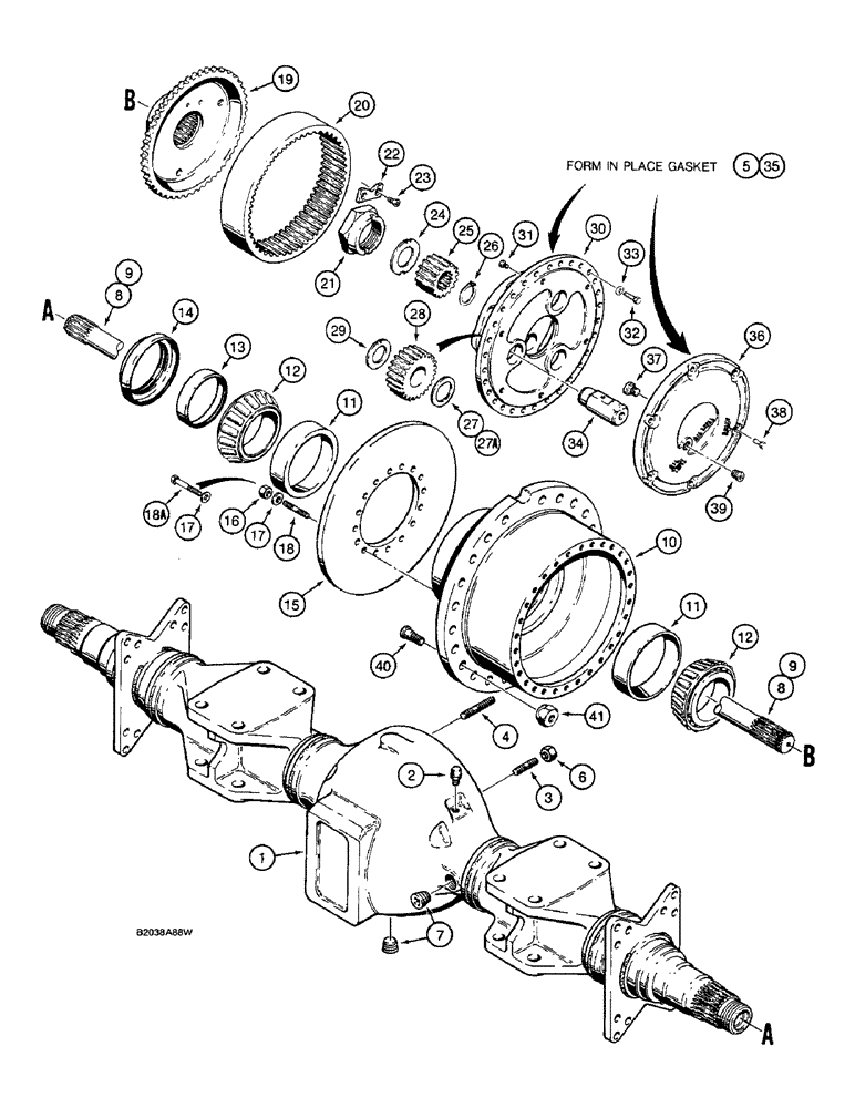 Схема запчастей Case W36 - (6-284) - ORIGINAL EQUIPMENT ROCKWELL FRONT AND REAR AXLE, HOUSING AND PLANETARY (06) - POWER TRAIN