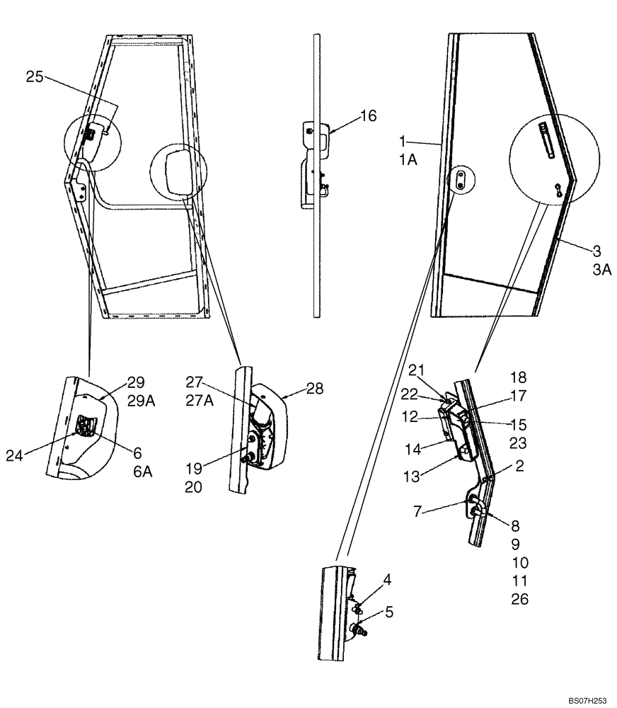 Схема запчастей Case 750L - (09-26) - CAB - DOORS (09) - CHASSIS/ATTACHMENTS