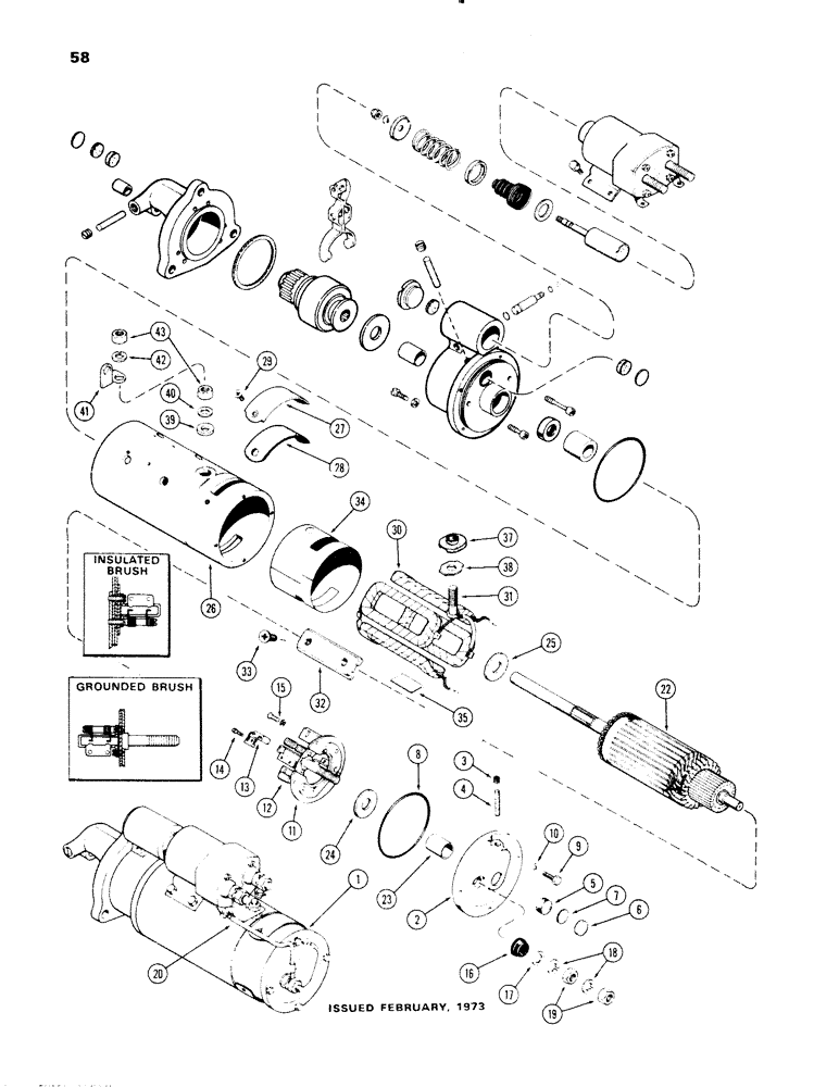 Схема запчастей Case 1150 - (058) - D42964 STARTER, (401B) DIESEL ENGINE, USED PRIOR TO SN. 7301780 (06) - ELECTRICAL SYSTEMS