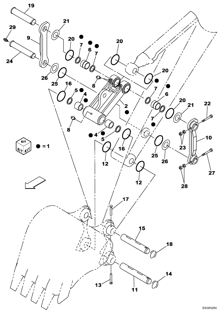 Схема запчастей Case CX160C - (84.350.10) - BUCKET LINKAGE, HEAVY DUTY (84) - BOOMS, DIPPERS & BUCKETS
