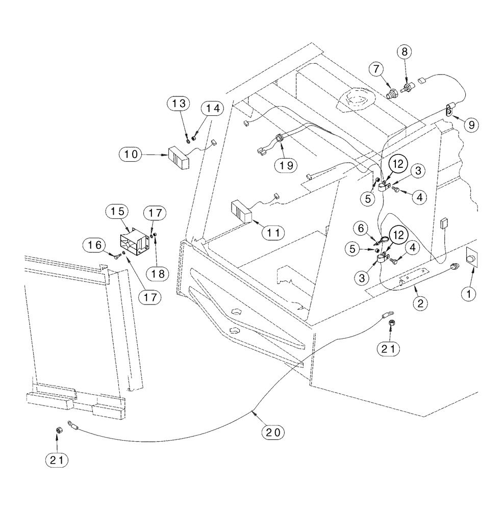 Схема запчастей Case 621C - (04-072) - MOUNTING BACKUP ALARM AND REAR LAMP, NORTH AMERICA ONLY (04) - ELECTRICAL SYSTEMS