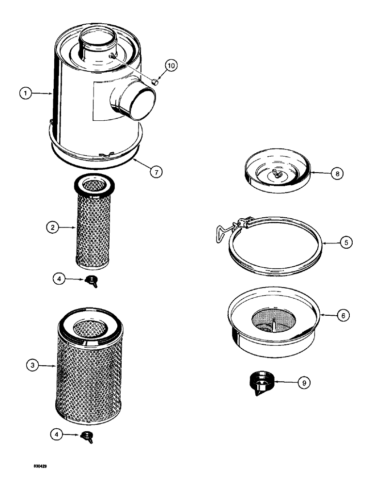 Схема запчастей Case 1187 - (016) - AIR CLEANER COMPONENTS (01) - ENGINE
