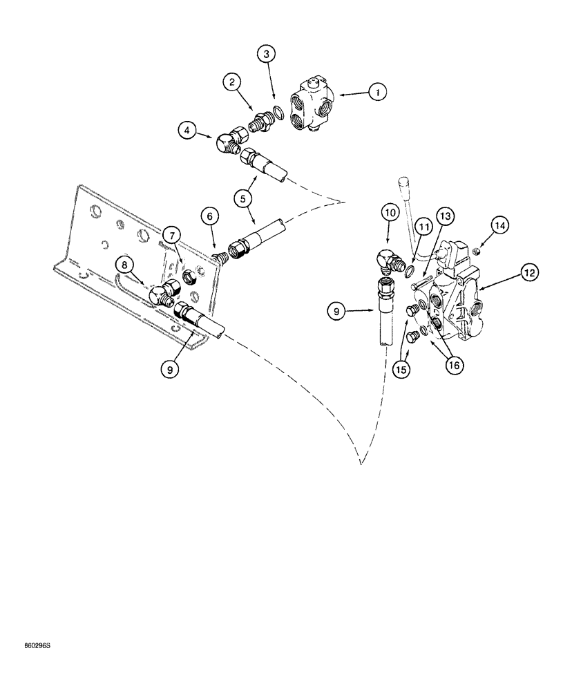 Схема запчастей Case 760 - (08-122) - HYDRA-BORER HYDRAULIC CIRCUIT, SELECTOR VALVE TO CONTROL VALVE (35) - HYDRAULIC SYSTEMS