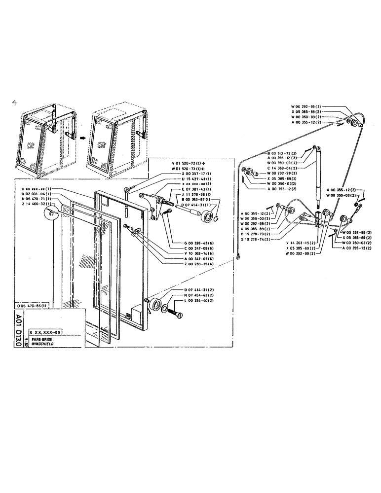 Схема запчастей Case 220 - (B-003) - WINDSHIELD (12) - Chassis/Attachments