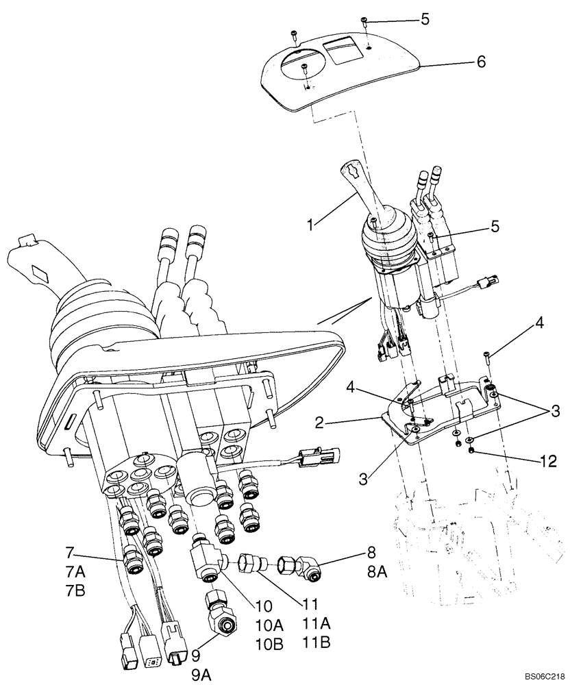 Схема запчастей Case 721E - (08-31) - LOADER CONTROL - JOYSTICK WITH DUAL LEVER MOUNTING (08) - HYDRAULICS