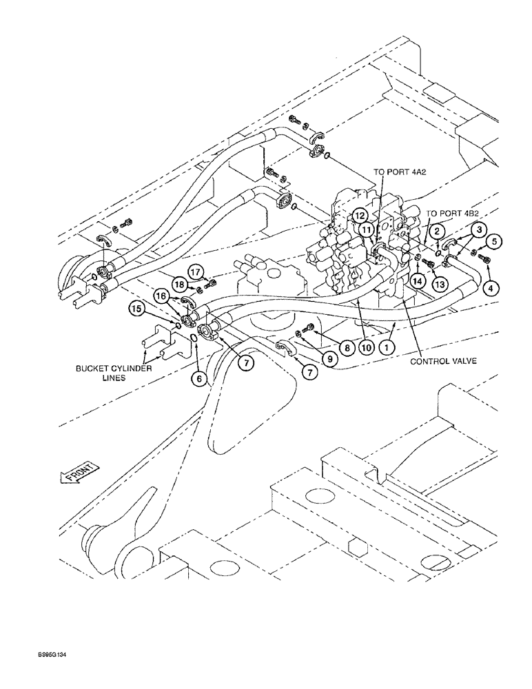 Схема запчастей Case 9060B - (8-060) - BUCKET CYLINDER SUPPLY LINES (08) - HYDRAULICS