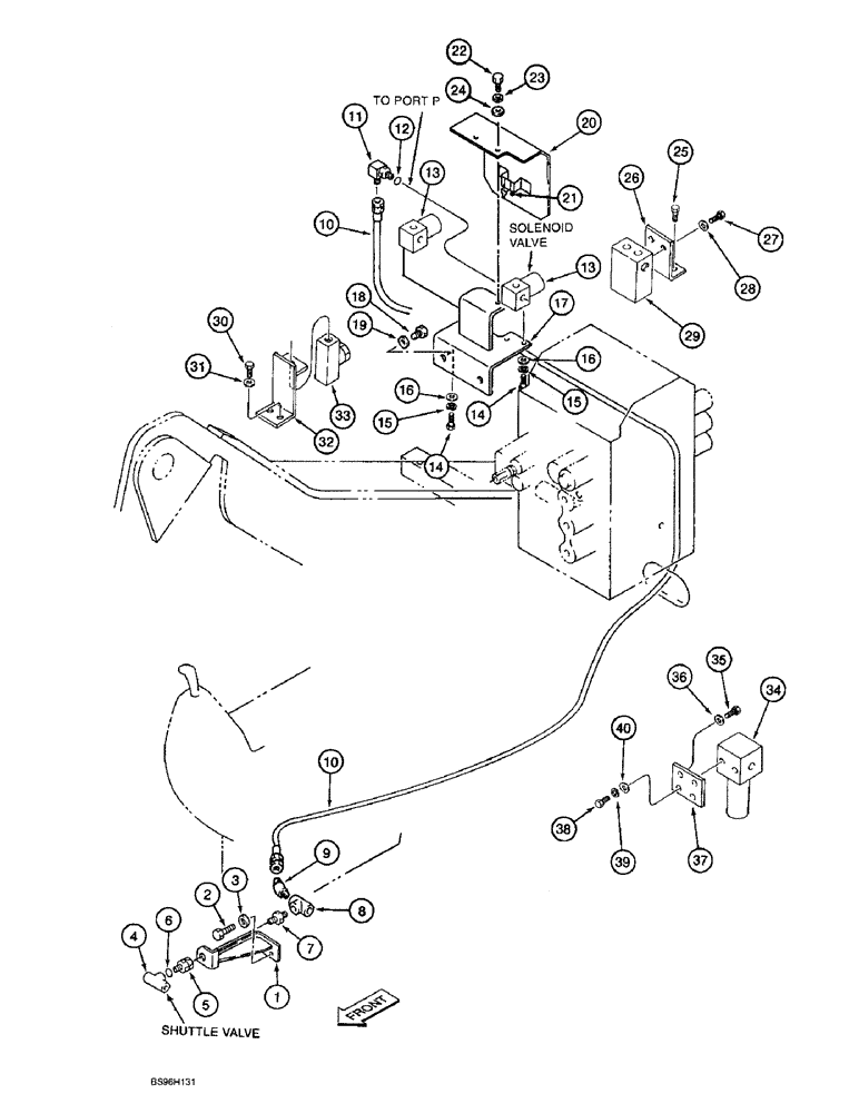 Схема запчастей Case 9060B - (8-168) - DOUBLE ACTION AUXILIARY EQUIPMENT OPTION, PILOT SUPPLY LINE AND COMPONENT MOUNTING (08) - HYDRAULICS