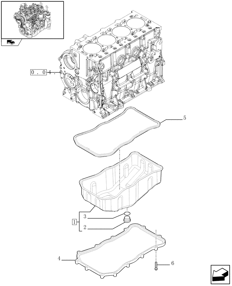 Схема запчастей Case 21E - (0.04.2) - OIL SUMP & RELATED PARTS (01) - ENGINE