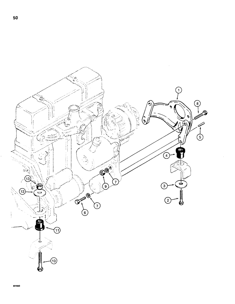 Схема запчастей Case 480C - (050) - ENGINE MOUNTING (10) - ENGINE