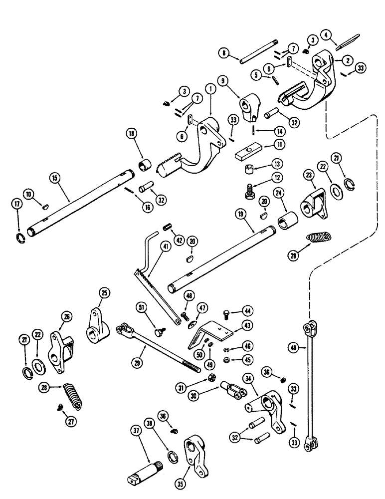 Схема запчастей Case 580 - (119A) - BRAKE PEDAL AND LINKAGE, POWER SHUTTLE (33) - BRAKES & CONTROLS