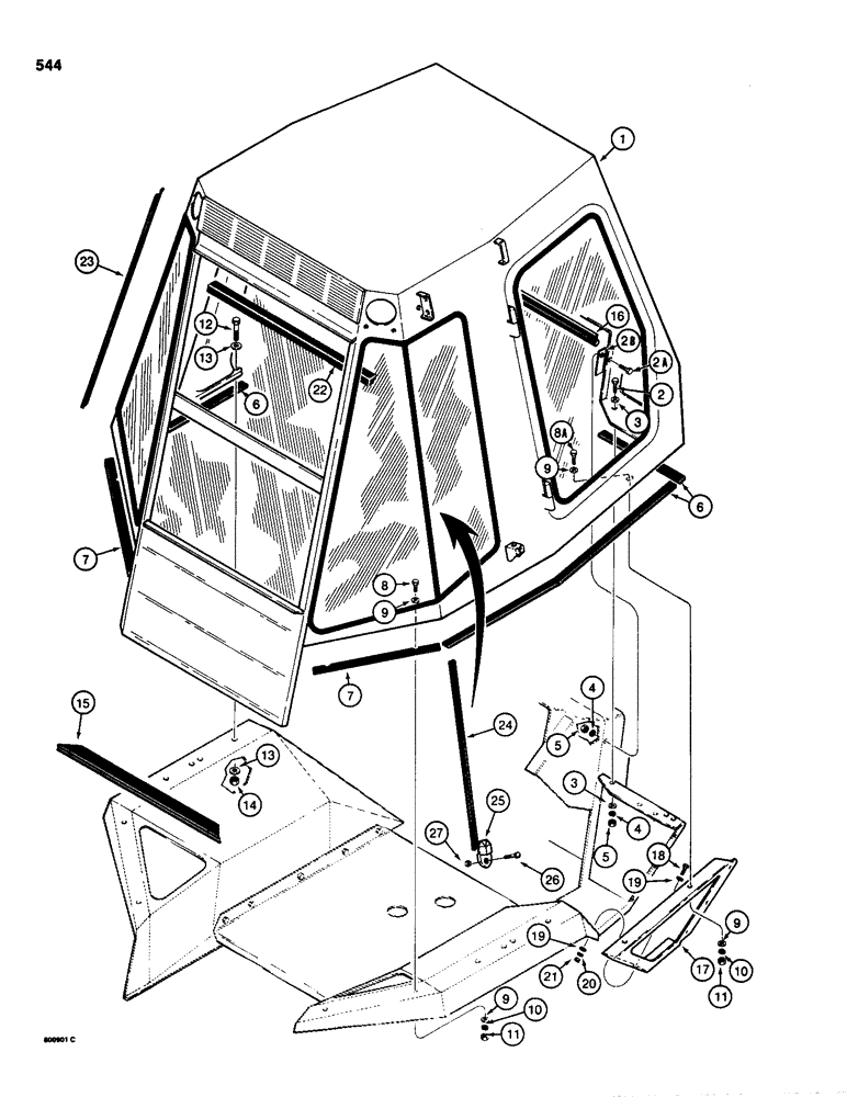 Схема запчастей Case 580SD - (544) - ROPS CAB AND MOUNTING PARTS (09) - CHASSIS/ATTACHMENTS